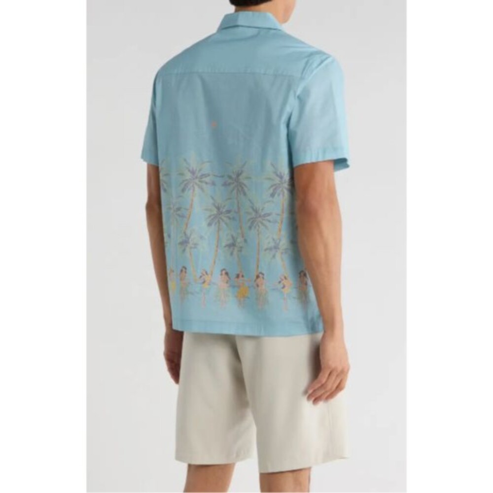 TravisMathew Mens Shirt XL Windy Bay Short Sleeve Button Up Shirt Dusty Blue - Picture 4 of 5